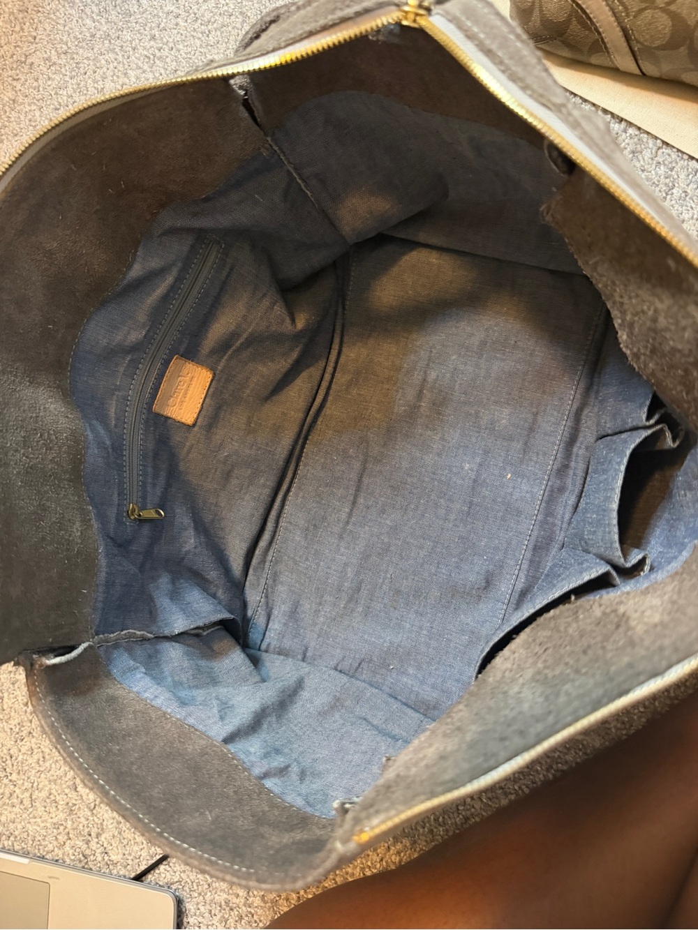 Clare V. Structured Gray Suede Top-Handle Satchel - Picture 13 of 16